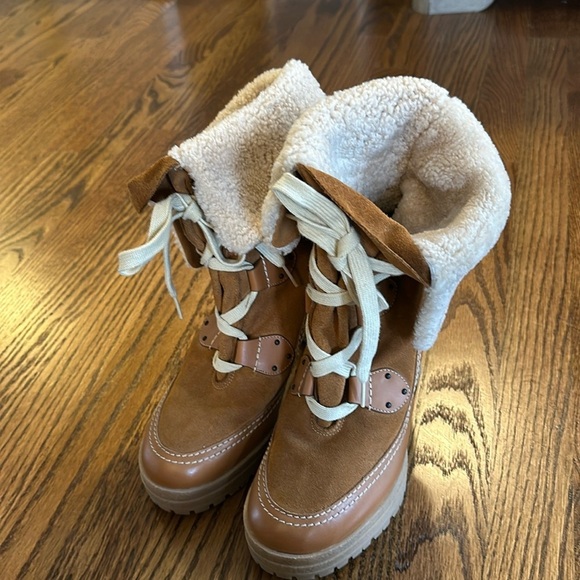 See By Chloe Shoes - See byChloe high heeled suede and lambswool boots. Size 40.